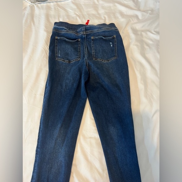 Spanx Distressed Denim High Rise Elastic Waist Jeggings - Picture 7 of 9